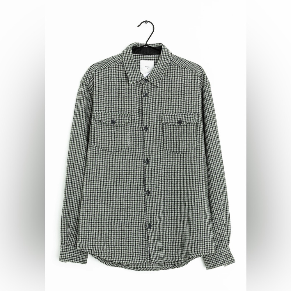 Minimum Men’s Green Houndstooth Wool Blend Overshirt